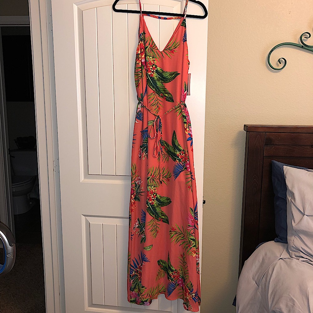 Coral floral Maxi Dress